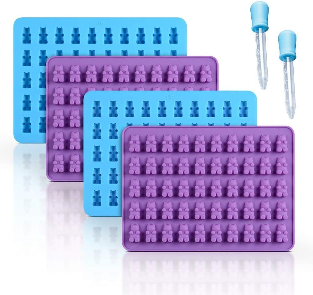 Gummy Molds Bear Candy Silicone - Mini Size Chocolate Gummy Molds with 2 Droppers Nonstick Food Grade Silicone Pack of 4