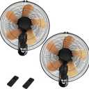20 Inch Wall Mount Fan with Remote Control Wall Mounted Oscillating Fan with 3 Speed Settings,High Velocity Fans with Adjustable Tilt and Timing for Bedroom,Living room, Kitchen,office,Gold 2 Pack