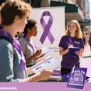 18 Pcs Domestic Violence Awareness Month Gifts, End The Silence Notebook & Purple Ribbon Pens Set for International Day for The Elimination of Violence Against Women, School Public Charity Gift