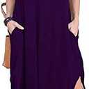 Nemidor Plus Size Maxi Dresses for Curvy Women Casual Summer Slit Loose Short Sleeve Long Dress with Pocket 24