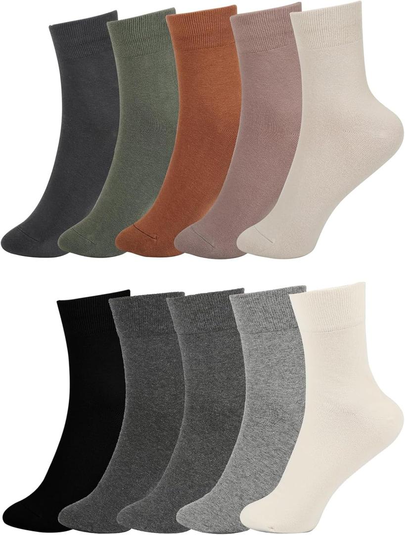 FGZ Women Thin Cotton Socks Soft Cozy Socks Cute Ankle Crew Socks 5 Pairs (33-multi&grey(10 Pairs))