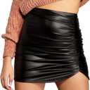 Cantonwalker Bodycon Mini Skirts for Women High Waist Split Hem Pencil Skirts (X-Small)