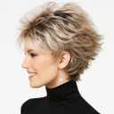 Layered Short Blonde Pixie Wigs for White Women Dark Brown Ombre Blonde Pixie Cut Wig with Bangs Synthetic Natural