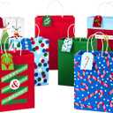 Hallmark Christmas Assorted Gift Bag Bundle with Mix-n-Match Gift Tags, Traditional (Pack of 7 : 3 Large 13", 4 Medium Gift Bags 9"; 7 Gift Tags)