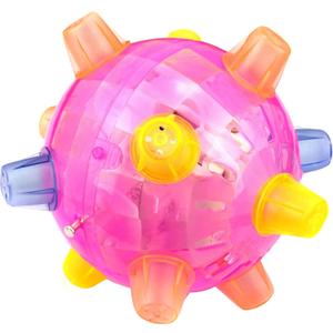 Jumping Activation Ball with Colorful Flashing Led Light and Music, Automatically Bouncing Ball Suitable for Dogs Playing Indoors and Outdoors (Red)