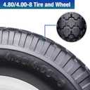 16" Flat Free Solid Tire and Wheel with 2pcs 3/4" Bearing, 4.80/4.00-8 PU Airless Tires with 5/8" Ball Bearings 6" Centered Hub for Hand Truck/Utility Cart/Various Carts, 1 P(330 Lb Gemstone Stripe), Light Grooves