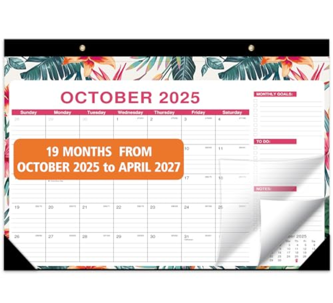 Desk Calendar 2025-2027, October 2025 to April 2027, 21 Months Calendar with TO-DO List 16.5 * 12 Inch, 2025-2027 Desk Calendar for Home or Office Planning and Organizing Pack Of 2