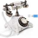 Audio GuestBook Telephone with Classic Retro Craftsmanship for Confessional Wedding Birthday Party Special Events (White)