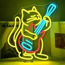 Wanxing LED Neon Sign for Wall Decor, Guitar Cat, USB Powered Dimmable, 5V/2A, 16.1"x12.5" for Home, Party, Gift, Office, Bedroom, Cat Lover, Guitar Lover