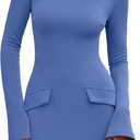 PRETTYGARDEN Womens Fall Long Sleeve Mini Dress 2025 Trendy Boat Neck Bodycon Knit Elegant Short Party Formal Dresses (Blue, XXL)