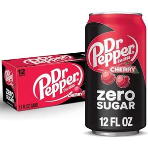 Dr Pepper Cherry Zero Sugar Soda, 12 fl oz cans, 12 pack, Exp. 09/08/2026