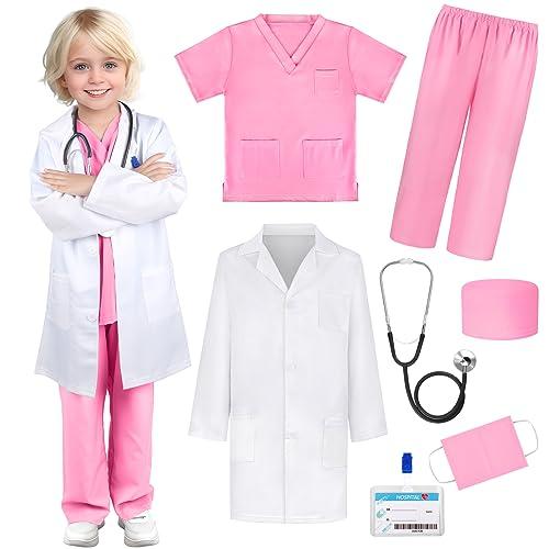 GIFTINBOX Doctor Costume for Kids Doctor Lab Coat for KidsReal Stethoscope, Girls Halloween Costumes age 3-11