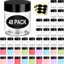 Eupako 48 Pack Plastic Jars with Lids 4 OZ - Empty Clear Cosmetics Containers with Pen and Labels, Round Small Plastic Jars with Screw On Lids for Slime, Makeup, Butter, Cream, Lotion, Pot, Dry Food