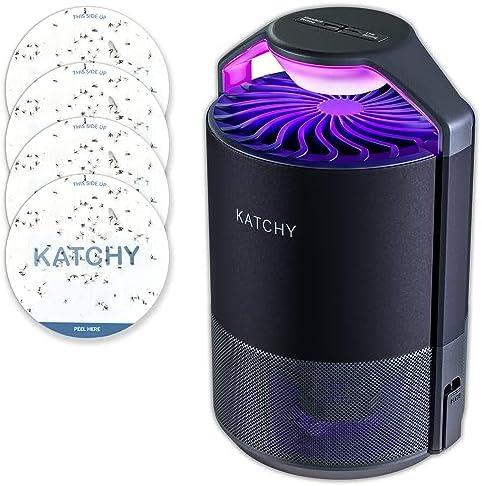 Katchy Flying Insect Trap Indoor – Catcher & Killer for Mosquito, Fruit Fly, Gnat & Small Moth – Non-Zapper with Suction & Blue Light – Ideal for Indoor Spaces, Kitchen & Plants (Original, Black)