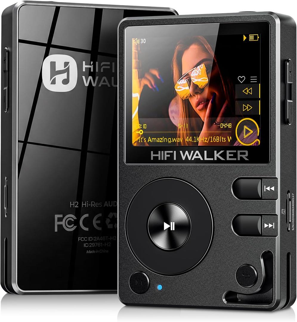 HIFI WALKER H2 HiFi MP3 Player with Bluetooth, Lossless DSD DAC FLAC, High Resolution Music Player, Portable Audio Player with 128GB Memory, Supports up to 512GB (Black)