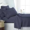 LaxLinen- Egyptian Cotton 6 PCs Sheet Set (+18 Inch) Extra Deep Pocket Queen Bed Size, Navy Blue Solid 600 Thread Count