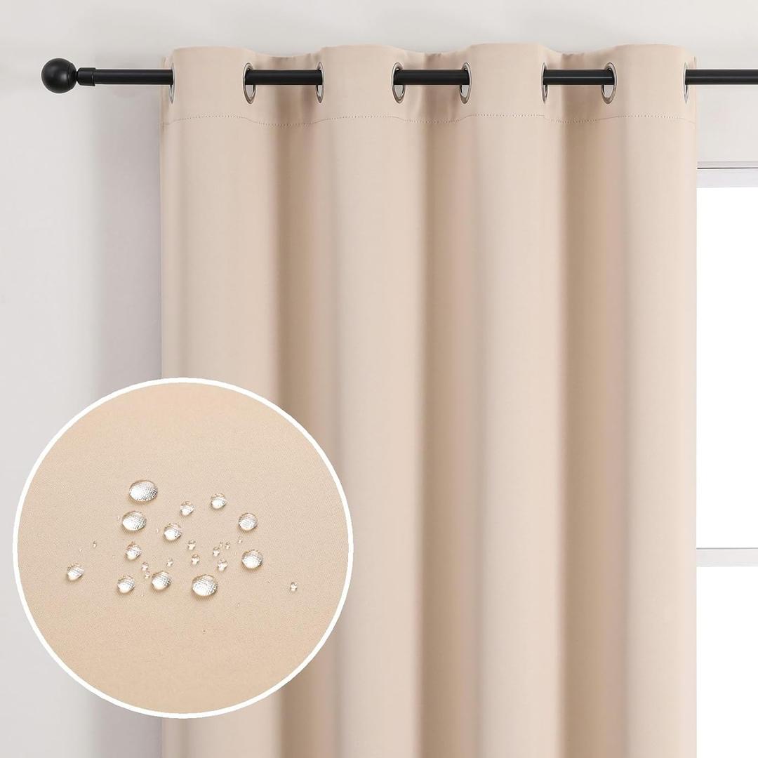 Outdoor Curtains for Patio Waterproof - Weatherproof Porch & Gazebo Curtains, Grommet Top and Tab Bottom Drape, 1 Panel, 52" W x 108" L, Beige