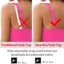 V FOR CITY Tank Top for Women with Built-in Padded Bra Adjustable Wide Strap Camisole Cotton Cami Shirts (Pink, S)