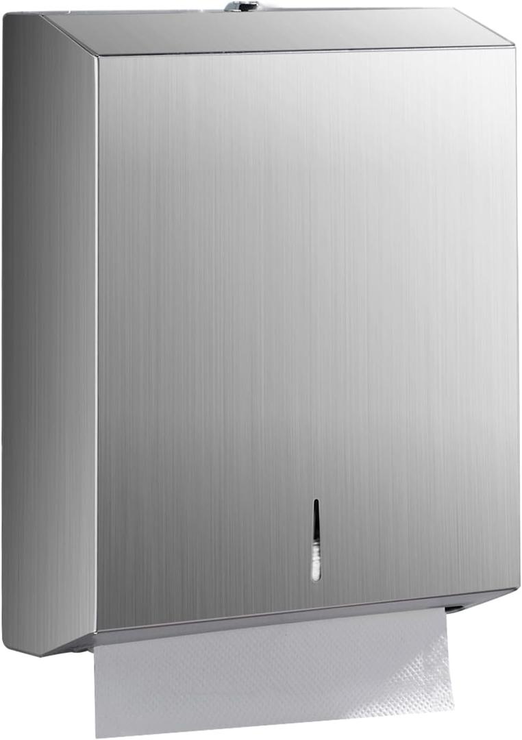 Paper Towel Dispenser Wall Mount - Multifold Trifold Paper Towel Dispensers, Large Capacity Stainless Steel Tissue Holder, Suitable for Bathrooms and Public Places (St-5821-1)