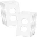 1-Gang Screwless Decorative Wall Plates, stander-Size Unbreakable Thermoplastic Faceplate Cover for Decorator Receptacle Outlet Switch, White (10 Pack, Single Duplex-White)
