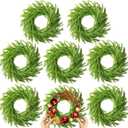 8 Pcs Christmas DIY Green Wreath 10 Inch Artificial DIY Faux Plain Wreaths Front Door Green Farmhouse Cabinets Indoor Outdoor Wall Decor(Norfolk Pine)