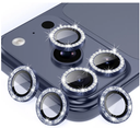 AGVEE 3+3 6 Pack for iPhone 17 Pro 6.3" / 17 Pro Max 6.9" Camera Lens Protector, Bling Diamond & Bling Glitter Metal Ring 9H Tempered HD Glass Camera Cover Film, Bling-Blue