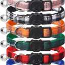 6 Pack Classic Plaid Cat Collars with Bells - Breakaway Kitten Collar and Adjustable 6-9 in,Cute Kitty Collar for Girl Boy Cats,Pet Gifts,Accessories,Supplies,Stuff