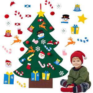 HBlife Felt Christmas Tree 3ft DIY Christmas Decorations Clearance with 26 PCS Ornaments Wall Decor with Hanging Rope for Xmas Gifts Home Door
