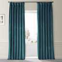 HPD HALF PRICE DRAPES Signature Plush Velvet Blackout Curtains for Bedroom (1 Panel), 50W X 96L Hotel Black Out Curtains for Living Room, Thermal Insulated Blackout Curtains, Sea Garden Teal