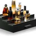 Sephyroth Cologne Organizer for Men 3 Tier of Elevated Cologne Display Shelf with Drawer Storage Perfume Organization and Storage Display Risers,Great Gift for Man(Black)