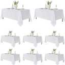 Fitable 8 Pack Rectangle Tablecloths: Stain Resistant Wrinkle Free Circle Table Clothes, Washable Reusable Polyester Table Covers for Wedding Party Birthday Banquet Reception(White, 60x102 Inch)