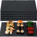 Hoolerry 6 Pcs 11.8 x 5.9 Inch Slate Charcuterie Boards Bulk, Mini Slate Cheese Board Black Sushi Platters Individual Stone Serving Tray Plates for Food, Appetizers, Cheese, Meat, Party