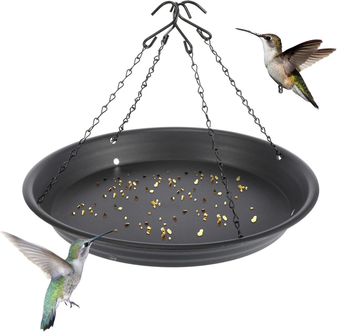 Briwooody 1 Set 12.8'' Bird Seed Catcher Tray Platform Bird Feeder Large Hanging Tray Fits Most Feeders Catches Most Falling Seed and Husk Outdoor Yard Garden Backyard for Attracting Birds, Black
