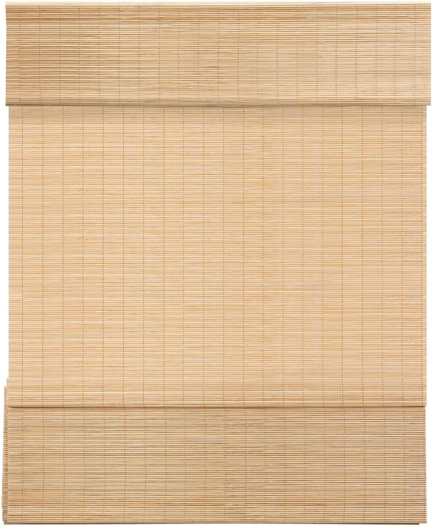 LazBlinds Cordless Bamboo Roman Shades, Light Filtering Window Treatment, Roll Up Bamboo Blinds for Windows, 34'' W x 60'' H