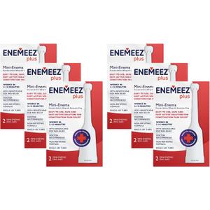 Enemeez Plus Mini-Enemas, docusate Sodium with benzocaine Stool Softener, Fast-Acting Constipation Relief, Promotes Bowel Movement in 2-15 Minutes, 2ct, 6 Pack (12 Total) Single-Use 5ml Tubes
