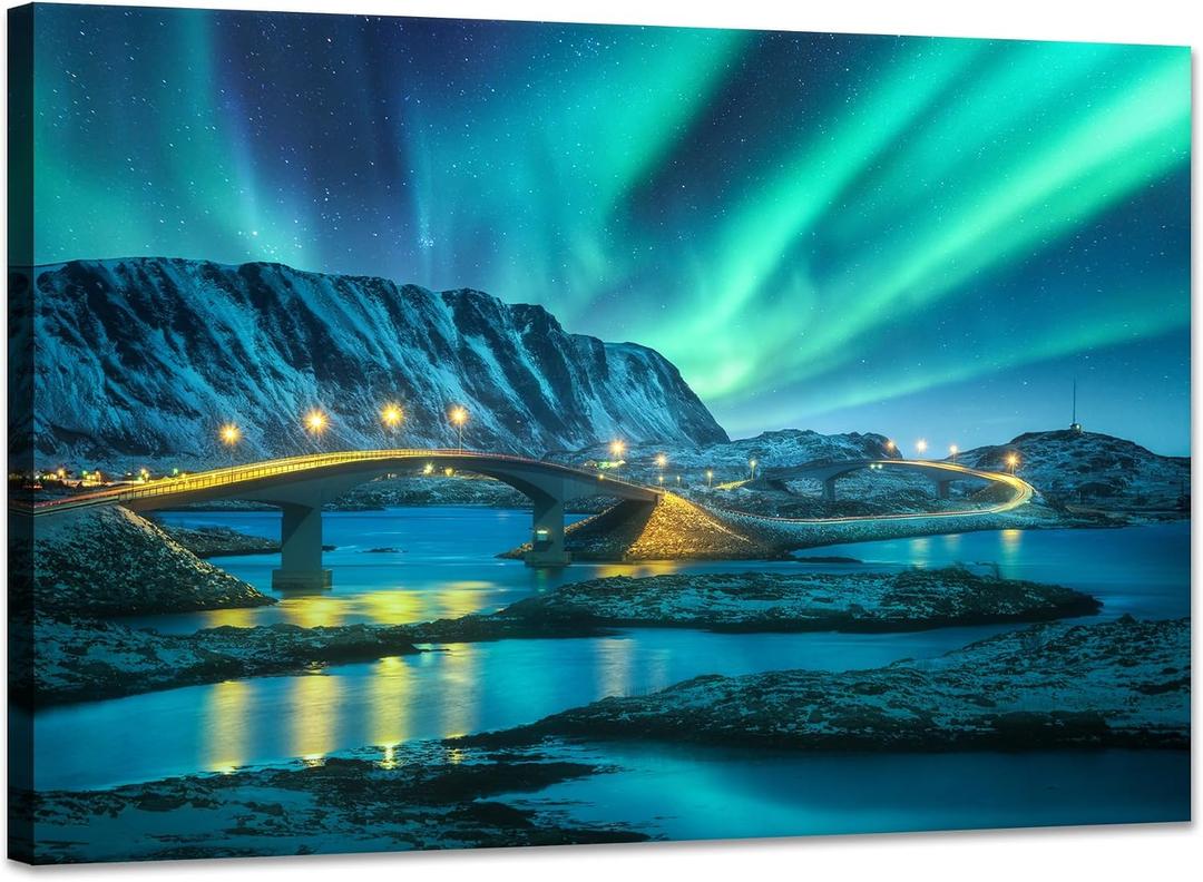 SKASNFAI Aurora Framed Canvas Wall Art for Office Landscape Decor, 16"L x 24"W