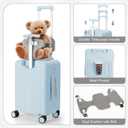 MRPLUM 20" Carry On Luggage Double Handle Suitcase with Net Pocket,Blue, 20.3"x12.6"x9.8"