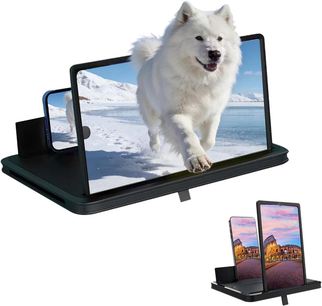 Big Screen Phone Magnifier,Screen Magnifier for Cell Phone,HD Screen Expander for Movies and Videos, Portable Magnifying Screen for Travel,Screen Magnifier Compatible with All Phones (10in, Black)