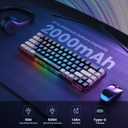 GEODMAER 65% Wireless Gaming Keyboard, Rechargeable Backlit Gaming Keyboard, 68 Keys Ultra-Compact Anti-ghosting No-Conflict Wireless Keyboard for PC Laptop Windows Gamer(Black-Grey)