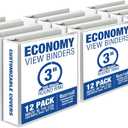 Samsill 3 Inch 3 Ring Binders, Economy Round Ring, Clear View Cover, 550 Sheet Capacity - for School, Home, Office - White, 12 Pack