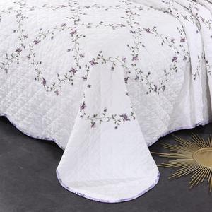 vctops  Elegant Floral Embroidered Bedspread Coverlet  100% Cotton Reversible Patchwork 1 Quilt  Full/Queen, Purple