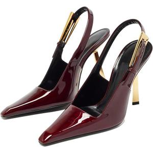 Vertundy Women's Stiletto Slingback Heels Closed Pointed Toe Party Dress Pumps (9, Red)