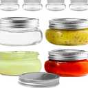 Wide Mouth Mason Jar 8 oz for Pickling, Shea Butter Body Butter, Canning, Candles, Fruit Preserves, Jam or Jelly - Glass jar with Lids 4pc