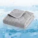 Cozy Bliss Leakproof Cooling Blanket for Medium Dogs – Q-Max>0.4, Durable & Washable Dog Cooling Mat for Hot Weather, Soft Pet Throw & Couch Protector for Dogs & Cats, 30x40 Inch, Heather Silver Grey