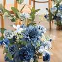 Ling's moment 17.5" Tall Standing Artificial Flowers Arrangements 4pcs Fall Wedding Aisle Runner Chair Decorations Dusty Blue & Navy Centerpieces for Ceremony Reception Rose Floral Party Outdoor