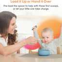 NumNum Baby Spoons Set, Baby Essentials Pre-Spoon GOOtensils for 6+ Months, First Stage Self-Feeding Spoons for Baby Led Weaning (BLW), Silicone Toddler Utensils, BPA-Free, 2 Pack Blue/Orange