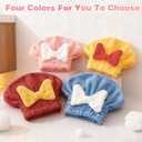 Microfiber Hair Drying Caps, Christmas Absorbent Hair Towel Wrap for Women Wet Hair Quick-Drying Hair Towels, Soft Bow Tie Wet Hair Towel Wrap for Party Favors Goody Bag Filler (4 PCS)