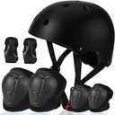 Kids Helmet, Toddler Adjustable Kids Ages 3-8 Years Old Boys Girls Multi-Sports Safety, Black with Pads 