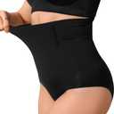 SOFIA'S CHOICE Tummy Control Thong Shapewear for Women High Waist Seamless Underwear Body Shaper Panty Girdle Beige, Large