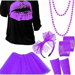 Blulu 17 Pcs Halloween Costume Accessories for Women 70s 80s Outfit for Cosplay Retro Theme Party M